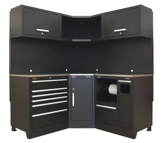 Sealey Premier 1.7m Corner Storage System - Stainless Worktop APMSCOMBO6SS
