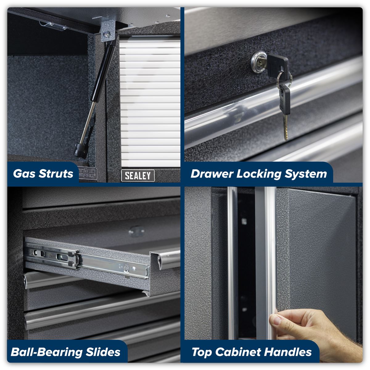 Sealey Superline PRO&reg; 4.9m Storage System - Stainless Worktop APMSSTACK01SS