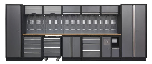 Sealey Superline PRO&reg; 4.9m Storage System - Wood Worktop APMSSTACK01W