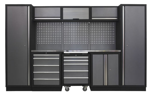Sealey Superline PRO&reg; 3.2m Storage System - Stainless Worktop APMSSTACK03SS