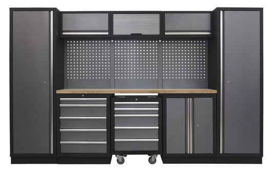 Sealey Superline PRO&reg; 3.2m Storage System - Wood Worktop APMSSTACK03W