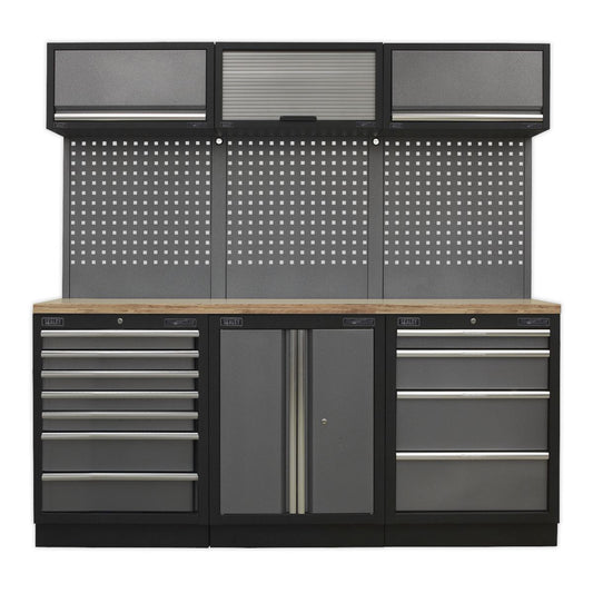 Sealey Superline PRO&reg; 2.0m Storage System - Wood Worktop APMSSTACK07W