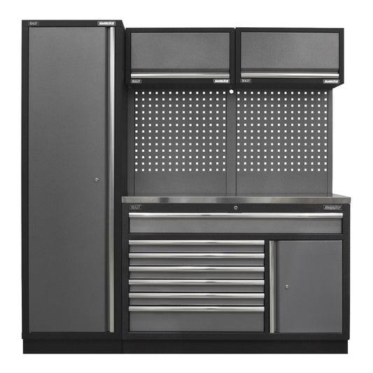 Sealey Superline PRO&reg; 1.96m Storage System - Stainless Steel Worktop APMSSTACK09SS