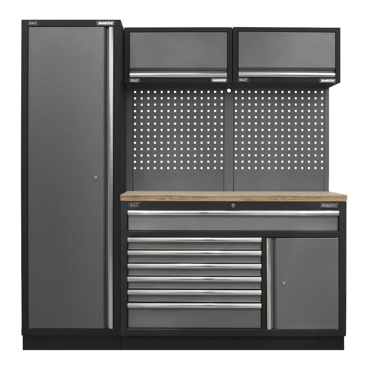 Sealey Superline PRO&reg; 1.96m Storage System - Pressed Wood Worktop APMSSTACK09W