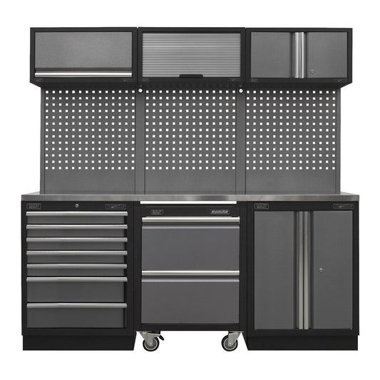 Sealey Superline PRO&reg; 2.04m Storage System - Stainless Steel Worktop APMSSTACK12SS