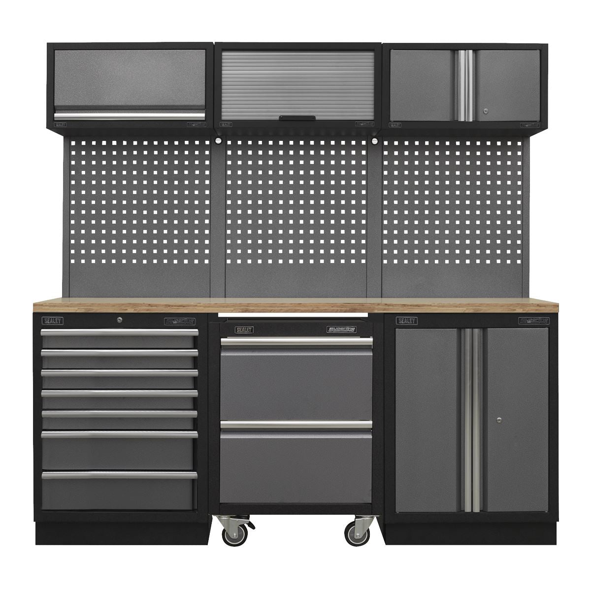 Sealey Superline PRO&reg; 2.04m Storage System - Pressed Wood Worktop APMSSTACK12W