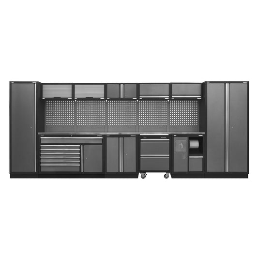 Sealey Superline PRO&reg; 4.9m Storage System - Stainless Worktop APMSSTACK15SS