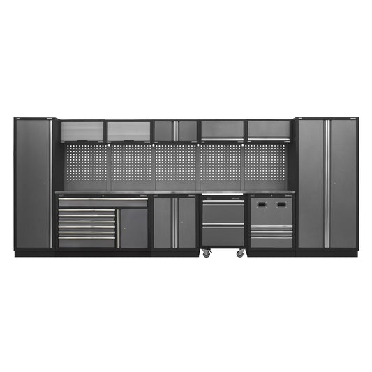 Sealey Superline PRO&reg; 4.9m Storage System - Stainless Steel Worktop APMSSTACK16SS