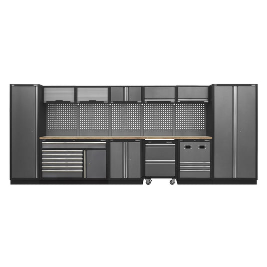 Sealey Superline PRO&reg; 4.9m Storage System - Pressed Wood Worktop APMSSTACK16W
