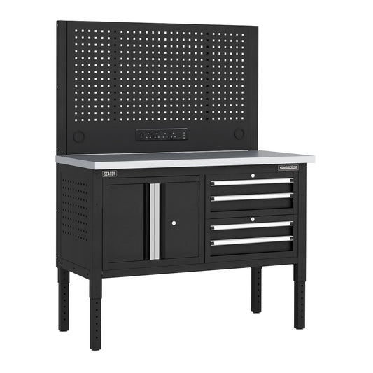 Sealey Modular Workbench 4 Drawer Cupboard Stainless Top 1265mm APMWB50COMBO1SS
