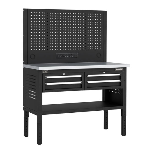 Sealey Modular Workbench 4 Drawer Stainless Steel Top 1265mm APMWB50COMBO2SS