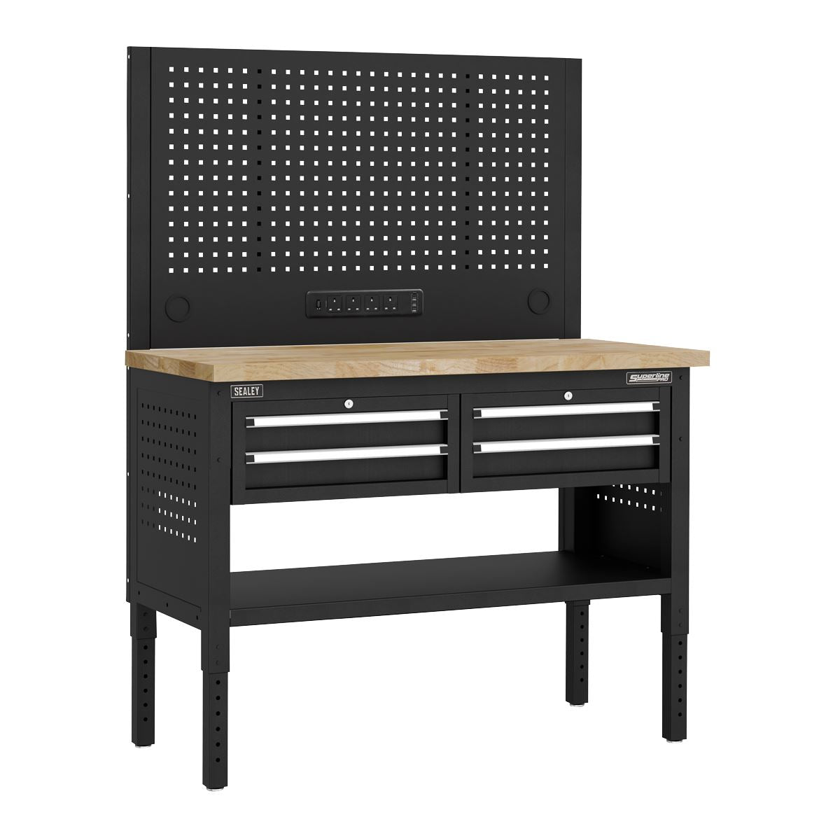 Sealey Modular Workbench with 4 Drawers Wooden Worktop 1265mm APMWB50COMBO2W
