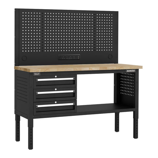 Sealey Modular Workbench with 3 Drawers Wooden Worktop 1525mm APMWB60COMBO1W