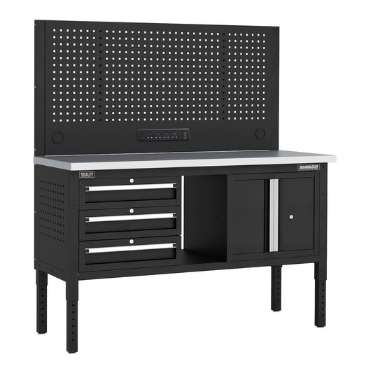 Sealey Modular Workbench 3 Drawer Cupboard Stainless Top 1525mm APMWB60COMBO2SS