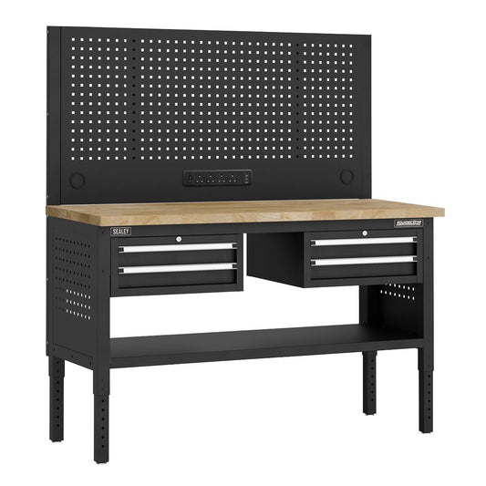 Sealey Modular Workbench with 4 Drawers Wooden Worktop 1525mm APMWB60COMBO3W