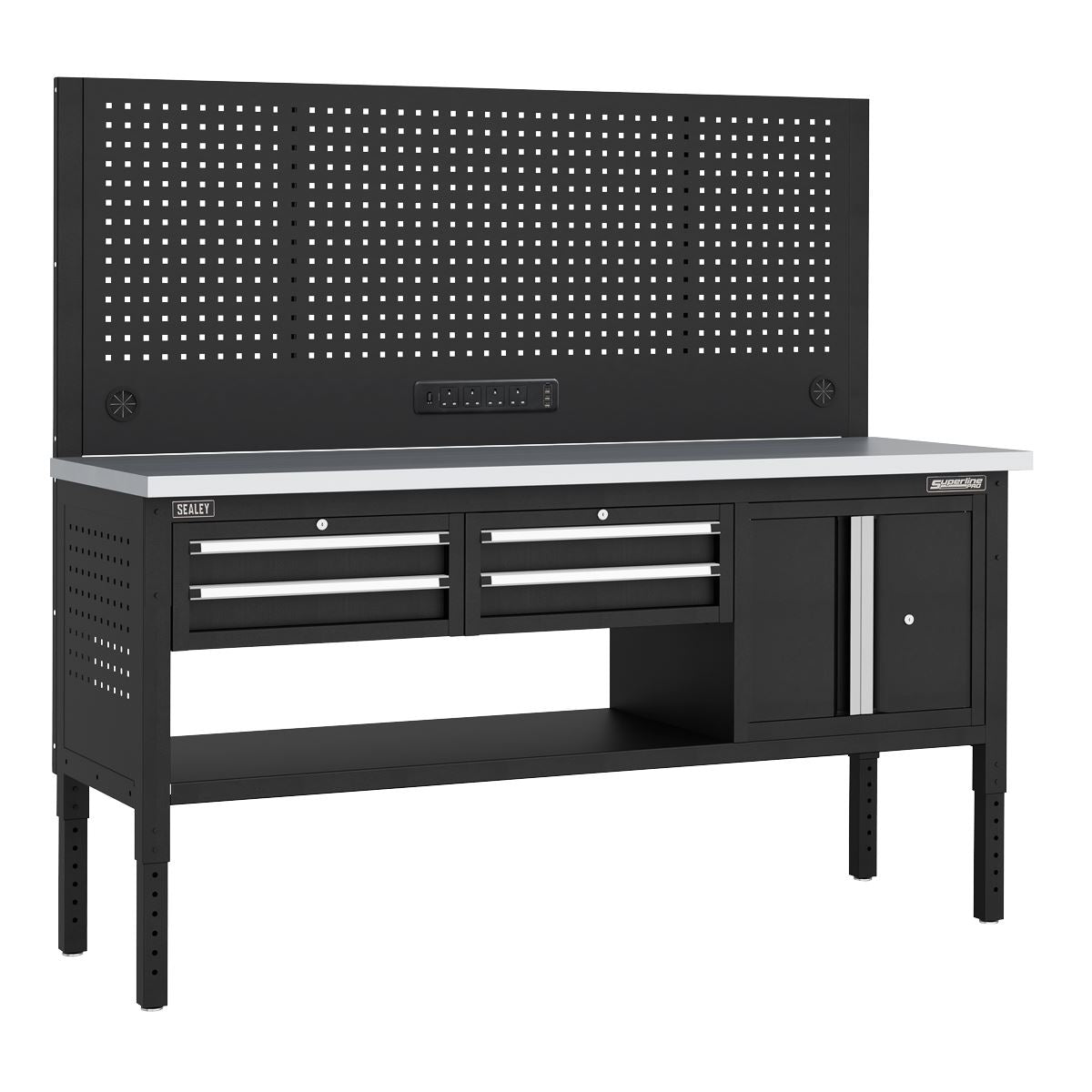 Sealey Modular Workbench 4 Drawer Cupboard Stainless Top 1830mm APMWB72COMBO1SS