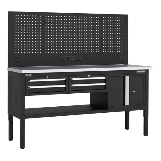 Sealey Modular Workbench 4 Drawer Cupboard Stainless Top 1830mm APMWB72COMBO1SS