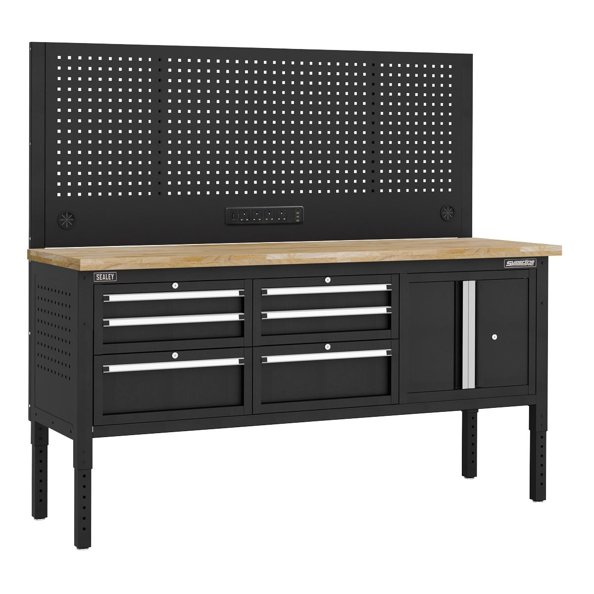 Sealey Modular Workbench 6 Drawer Cupboard Wooden Worktop 1830mm APMWB72COMBO2W