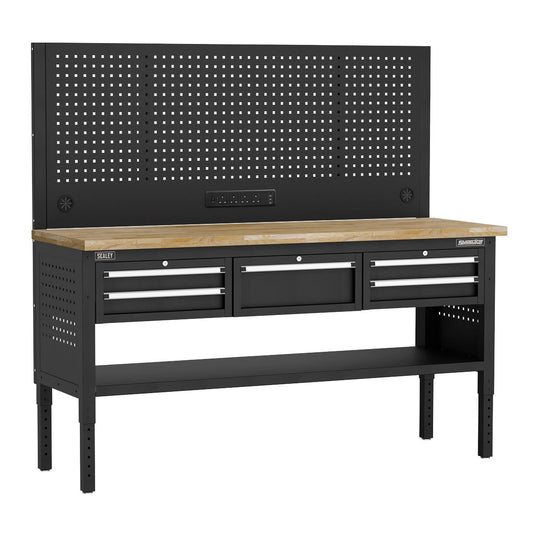 Sealey Modular Workbench with 5 Drawers Wooden Worktop 1830mm APMWB72COMBO3W