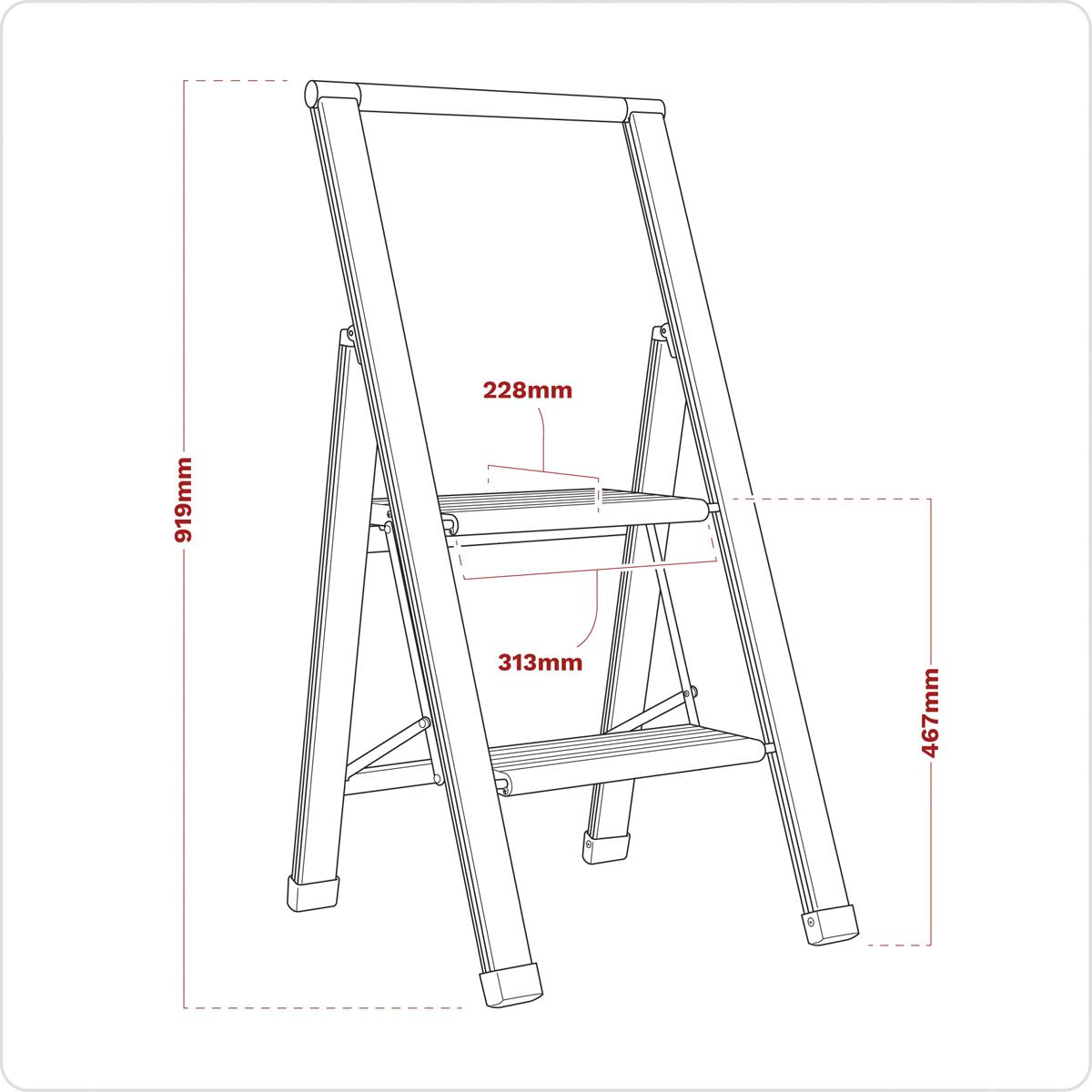 Sealey Aluminium Professional Folding Step Ladder 2-Step 150kg Capacity APSL2
