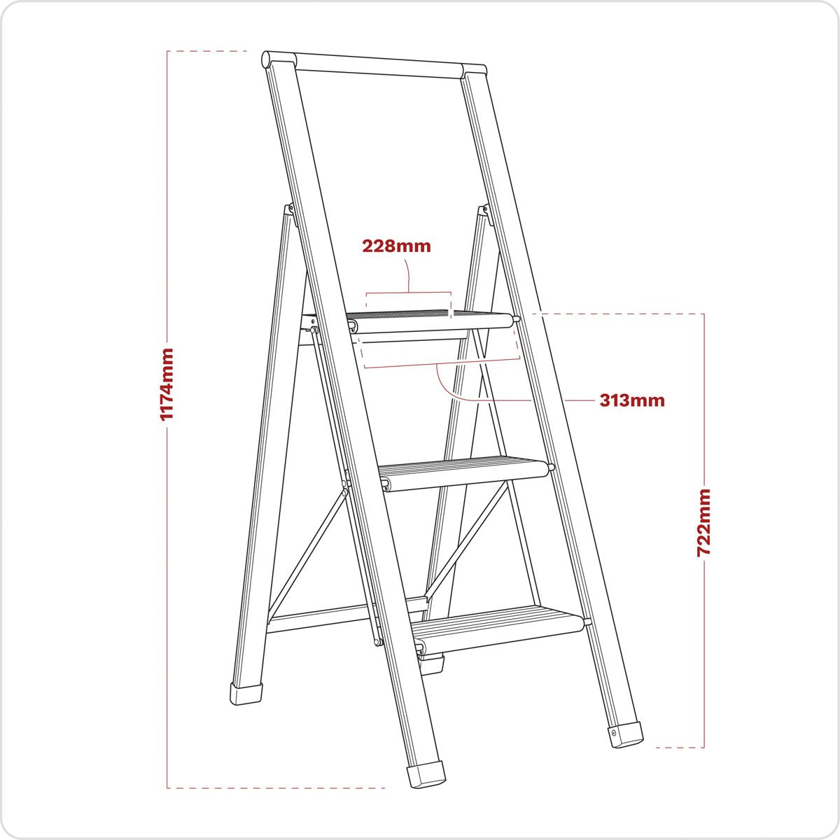 Sealey Aluminium Professional Folding Step Ladder 3-Step 150kg Capacity APSL3