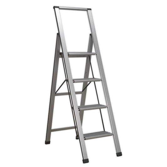 Sealey Aluminium Professional Folding Step Ladder 4-Step 150kg Capacity APSL4