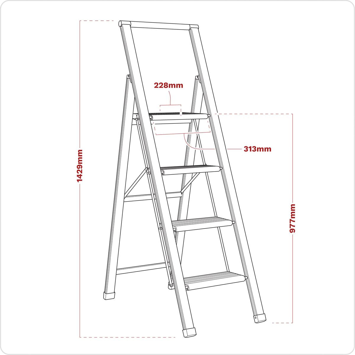 Sealey Aluminium Professional Folding Step Ladder 4-Step 150kg Capacity APSL4