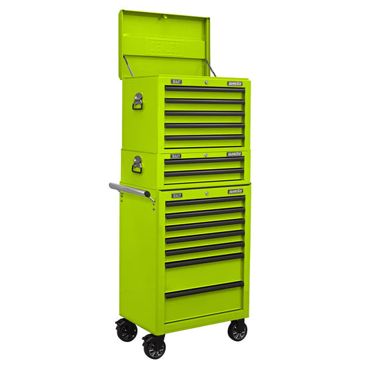 Sealey Green Toolbox Combination 14 Drawer with Ball-Bearing Slides APSTACKTHV