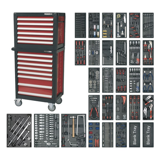 Sealey Topchest & Rollcab Combination 14 Drawer with Ball-Bearing Slides & 1233pc Tool Kit APTTC02