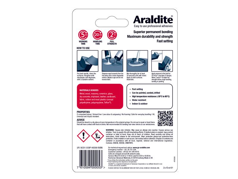 Araldite® Rapid Epoxy 2 x 15ml Tubes ARA400005
