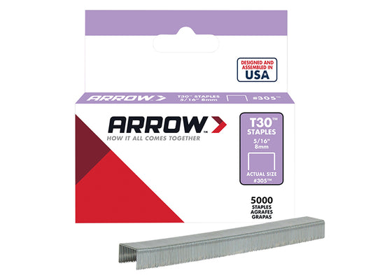 Arrow T30 Staples 305IP 8mm (5/16in) (Box 5000) ARR305IP