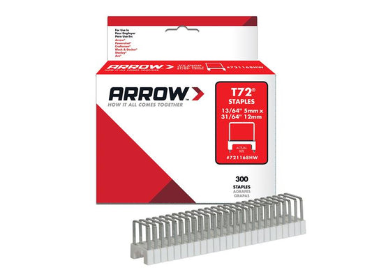Arrow T72 Clear Insulated Staples 5 x 12mm (Box 300) ARR721168