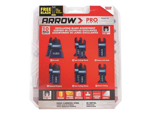 Arrow Oscillating Multi-Tool Blade Assortment Set 10 Piece ARROSCMULT10