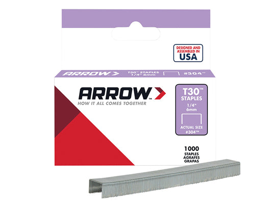 Arrow T30 Staples 6mm (1/4in) (Box 1000) ARRT3014S