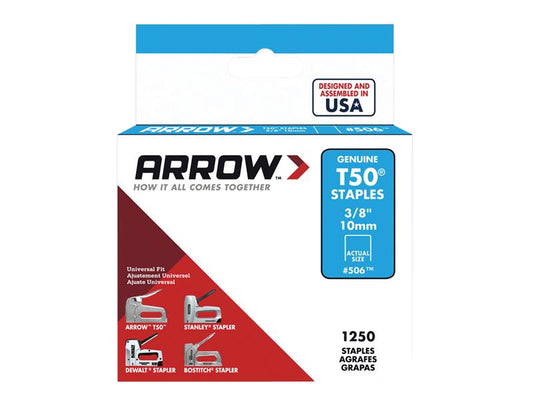 Arrow T50 Staples 10mm (3/8in) (Box 1250) ARRT5038S