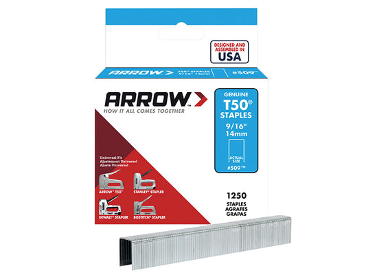 Arrow T50 Staples 14mm (9/16in) (Box 1250) ARRT50916S