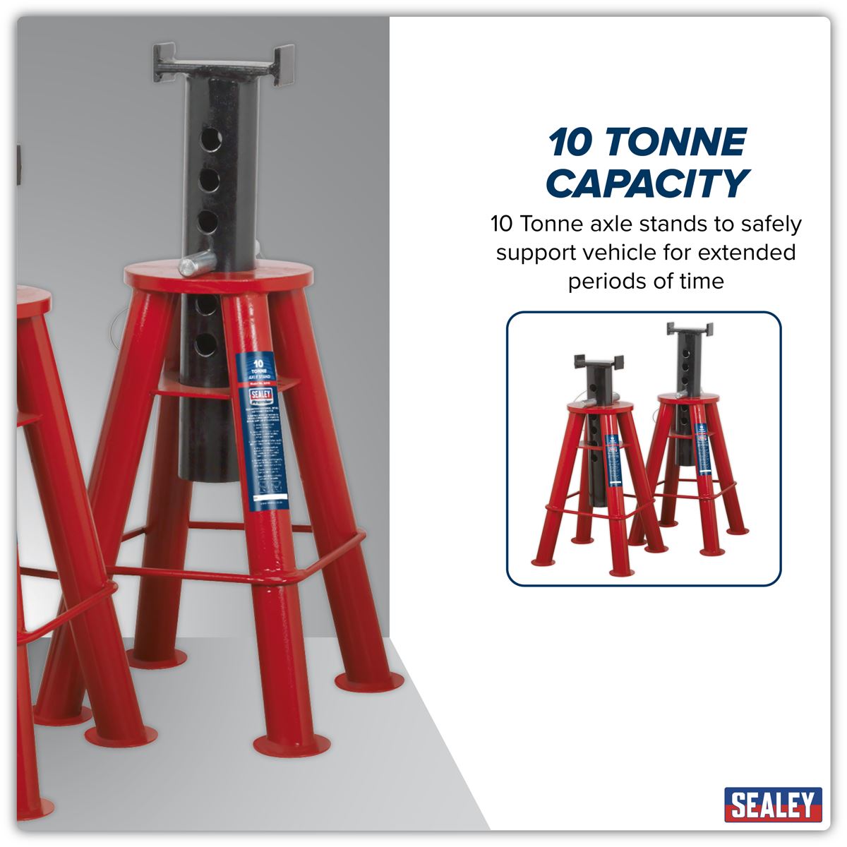 Sealey Axle Stands (Pair) 10 Tonne Capacity per Stand AS10