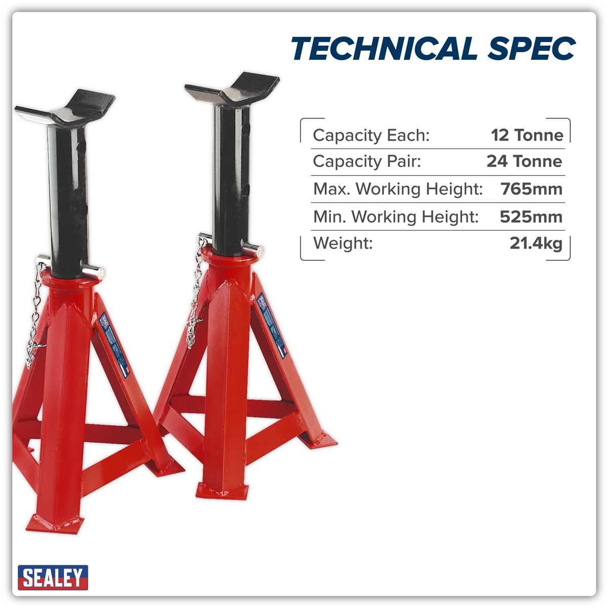 Sealey Axle Stands (Pair) 12 Tonne Capacity per Stand AS12000