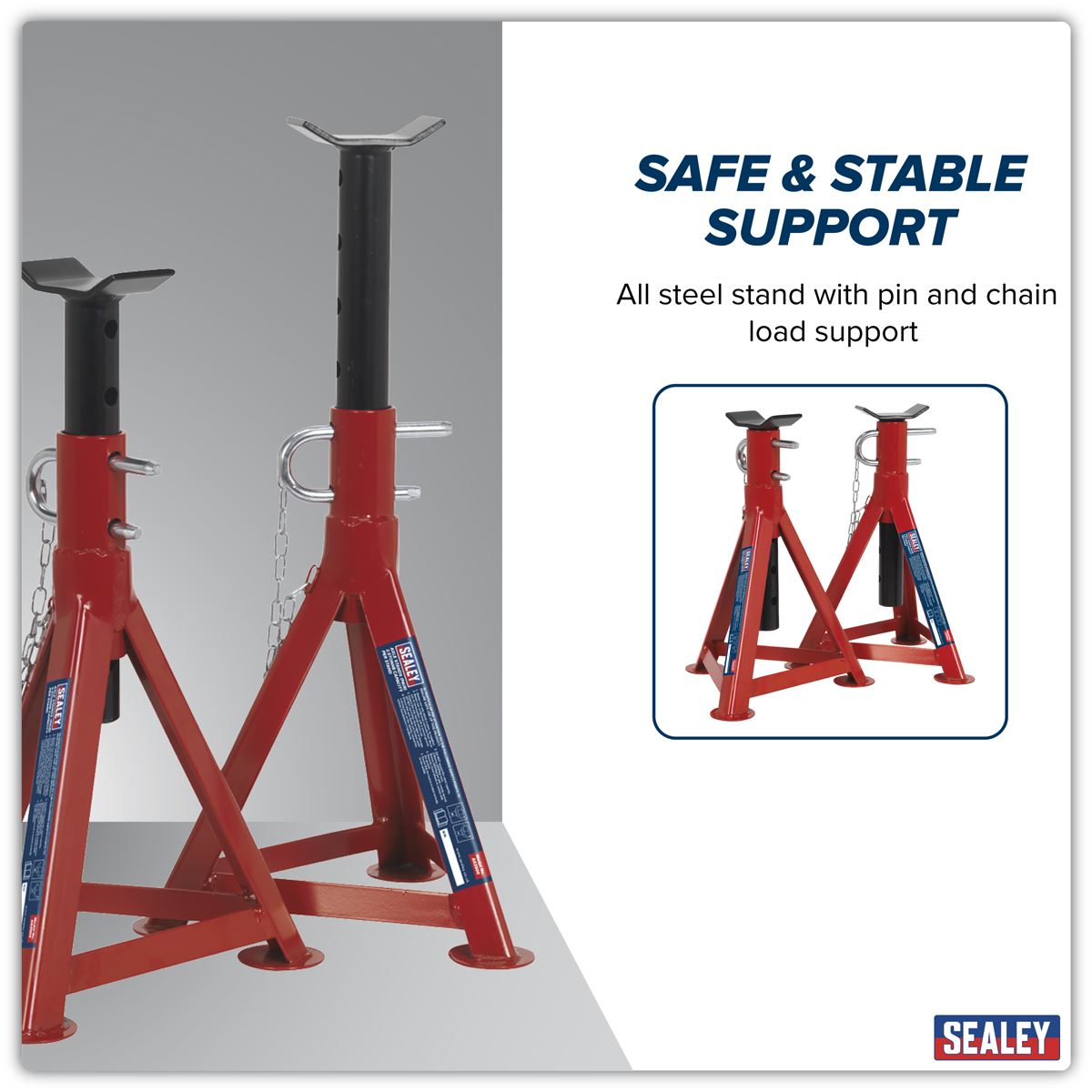 Sealey Axle Stands (Pair) 2.5 Tonne Capacity per Stand AS2500