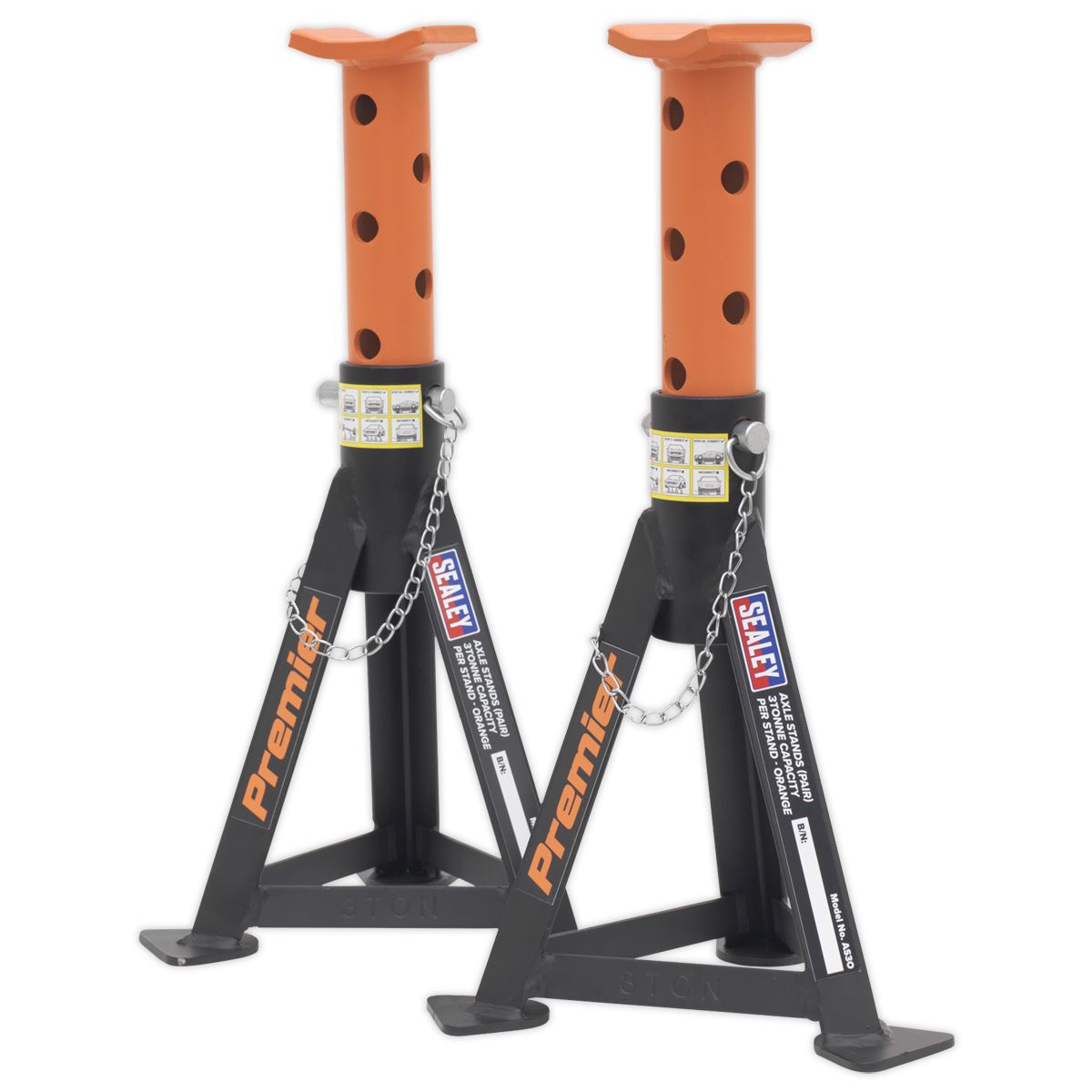 Sealey Axle Stands (Pair) 3 Tonne Capacity per Stand - Orange AS3O