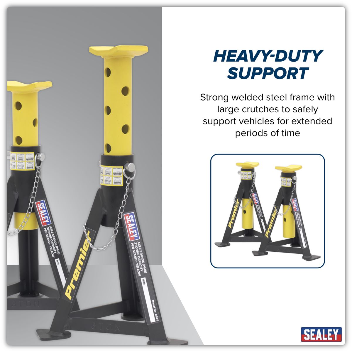 Sealey Axle Stands (Pair) 3 Tonne Capacity per Stand - Yellow AS3Y