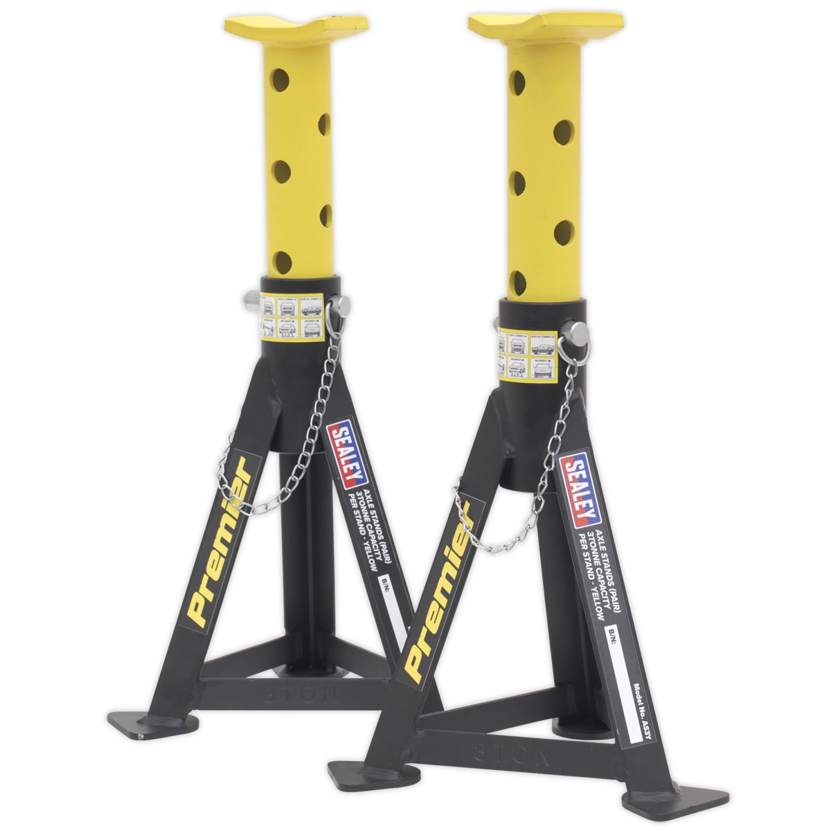 Sealey Axle Stands (Pair) 3 Tonne Capacity per Stand - Yellow AS3Y