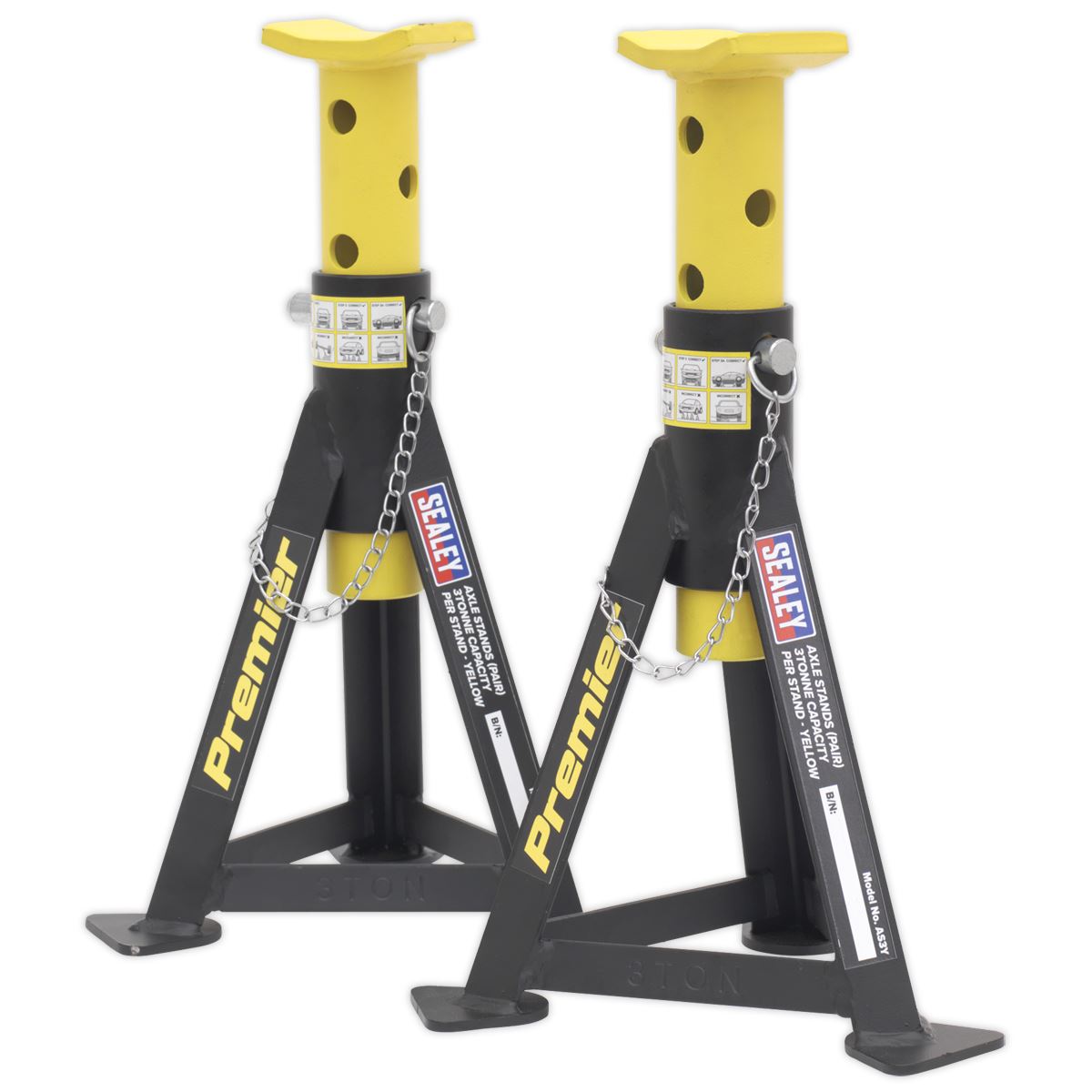Sealey Axle Stands (Pair) 3 Tonne Capacity per Stand - Yellow AS3Y