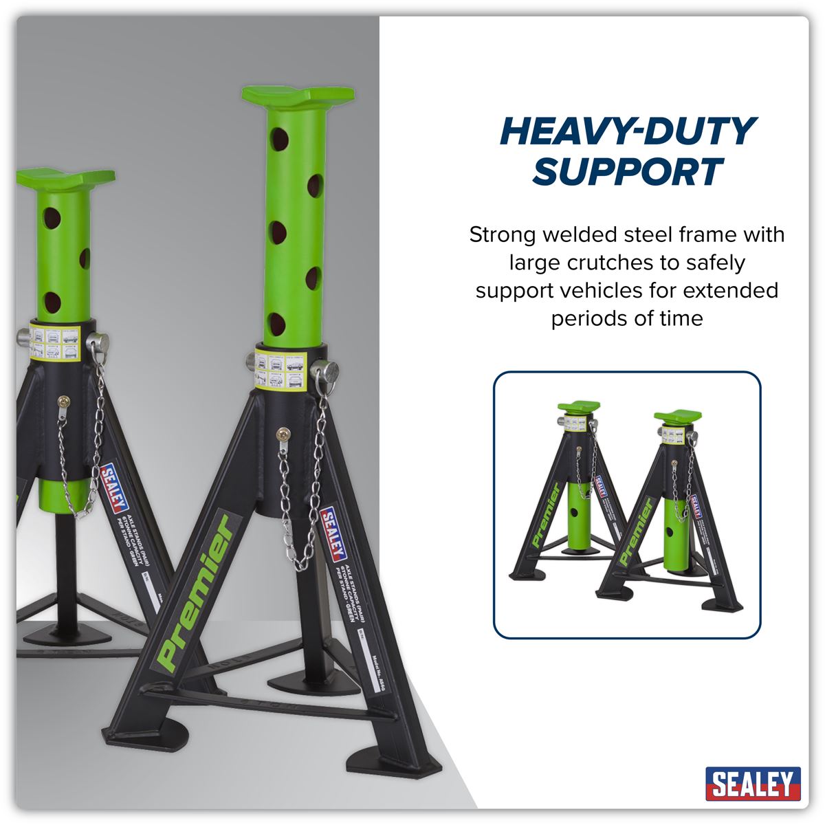 Sealey Axle Stands (Pair) 6 Tonne Capacity per Stand - Green AS6G