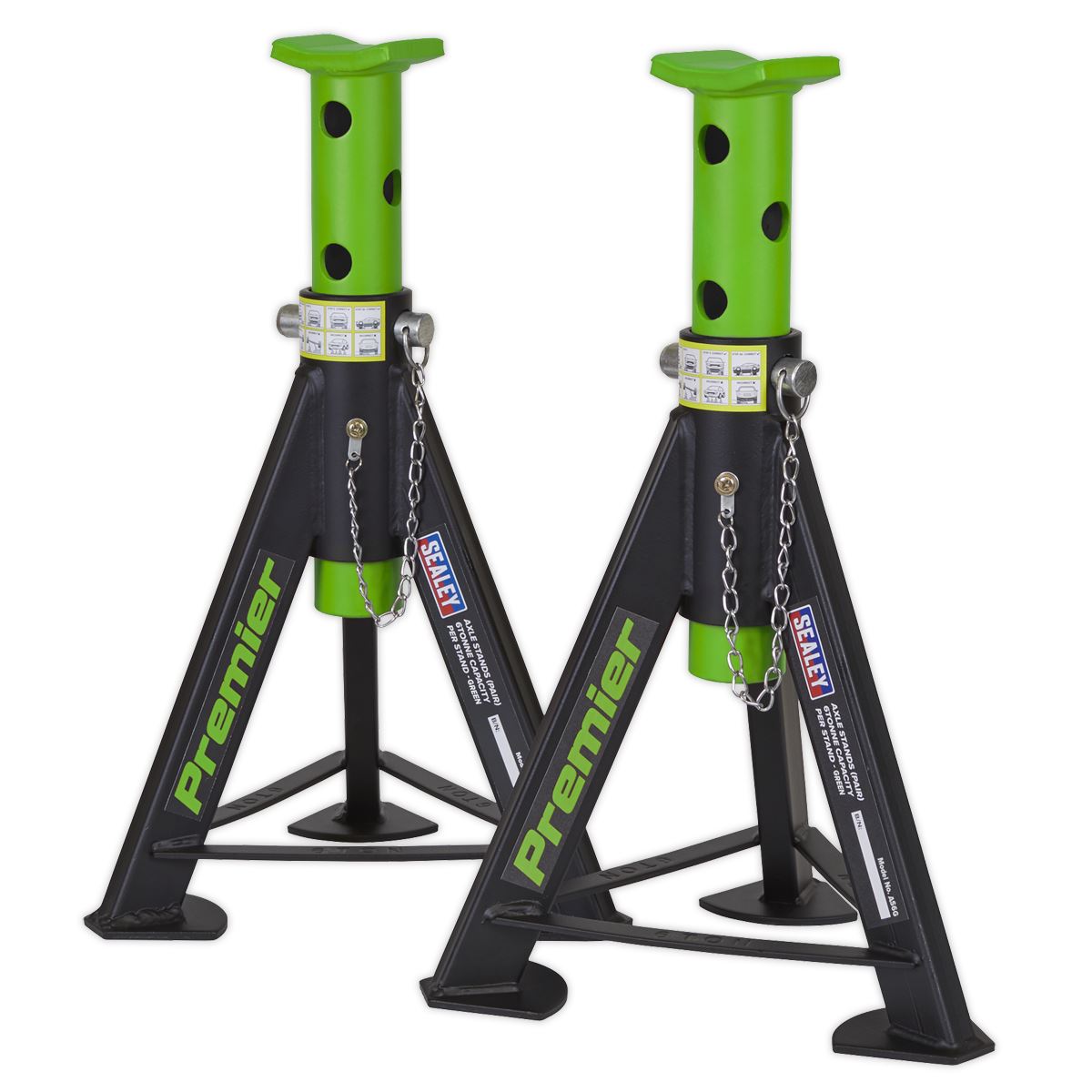 Sealey Axle Stands (Pair) 6 Tonne Capacity per Stand - Green AS6G