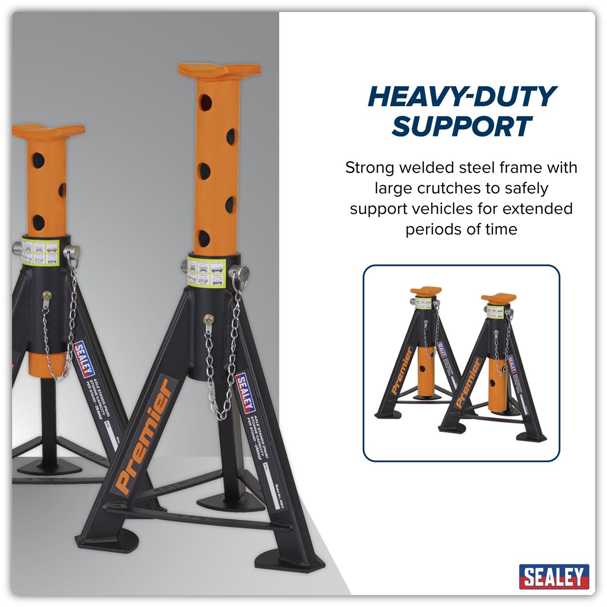 Sealey Axle Stands (Pair) 6 Tonne Capacity per Stand - Orange AS6O