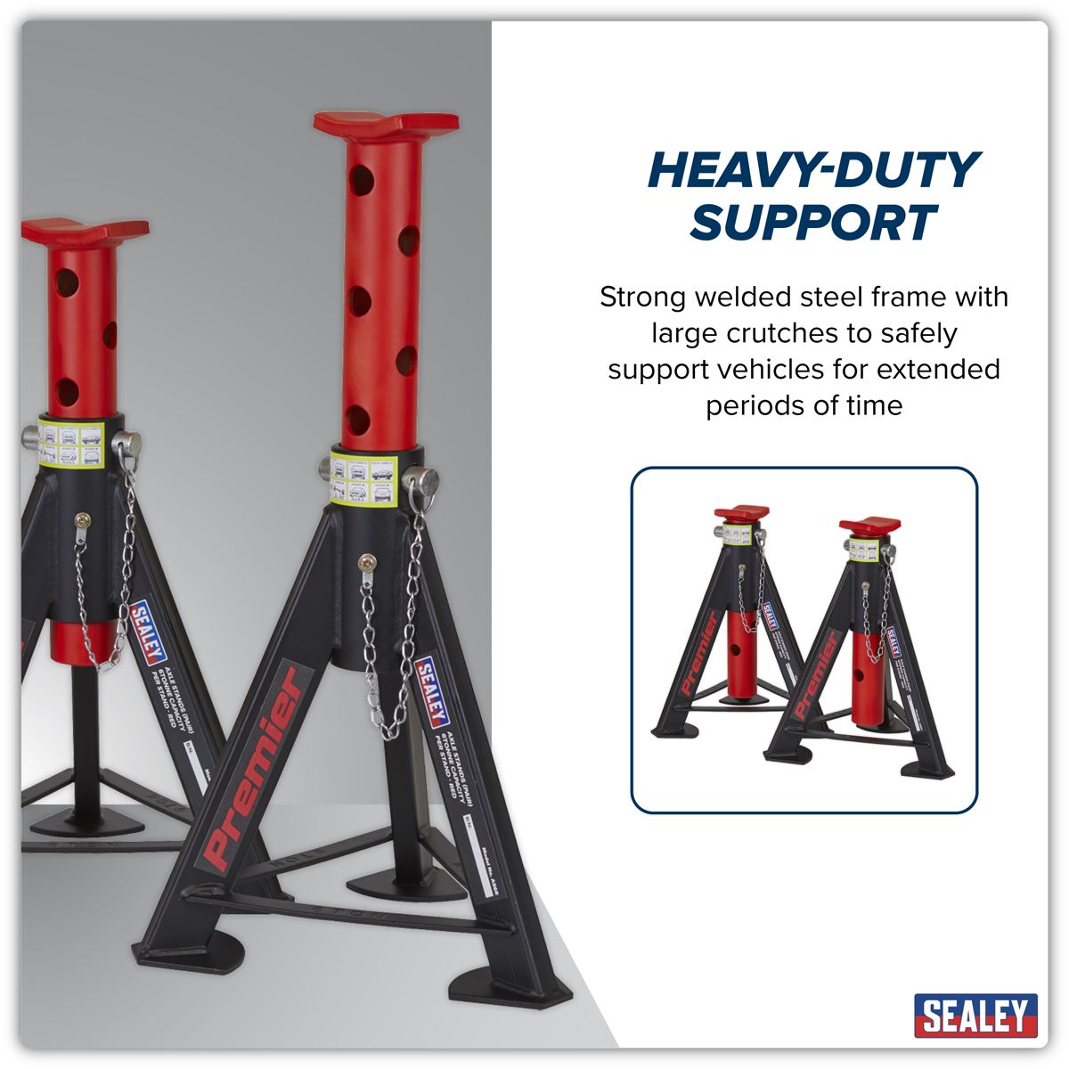 Sealey Axle Stands (Pair) 6 Tonne Capacity per Stand - Red AS6R