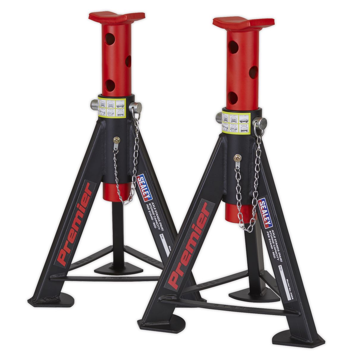 Sealey Axle Stands (Pair) 6 Tonne Capacity per Stand - Red AS6R