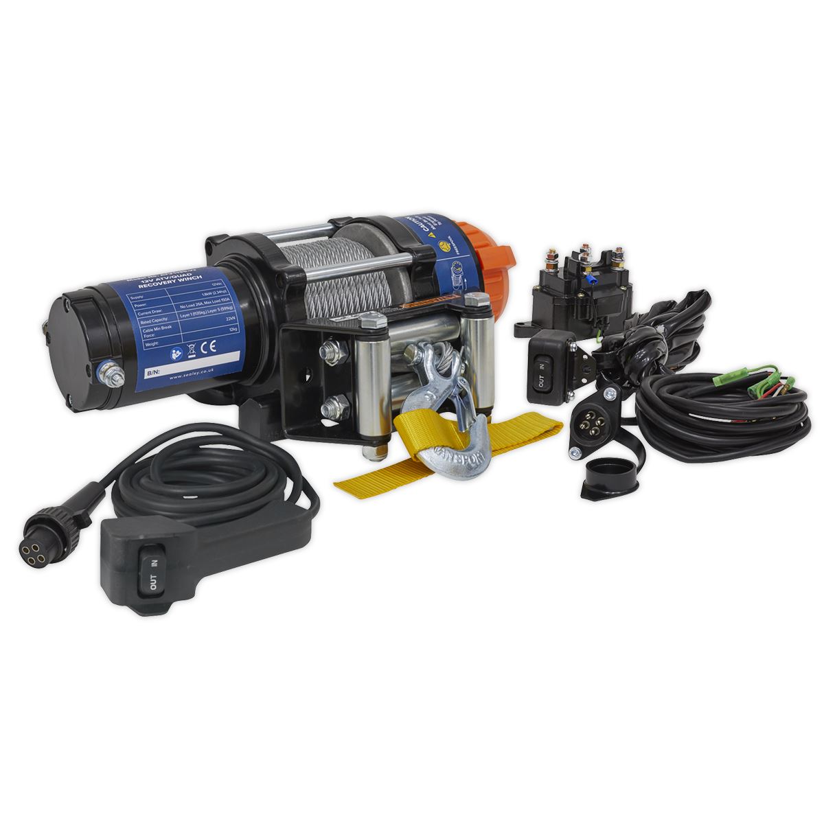 Sealey ATV/Quad Recovery Winch 1135kg (2500lb) Line Pull 12V ATV1135