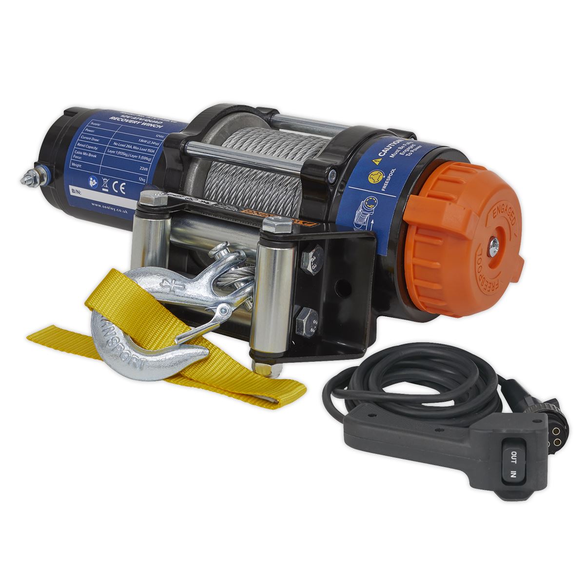 Sealey ATV/Quad Recovery Winch 1135kg (2500lb) Line Pull 12V ATV1135